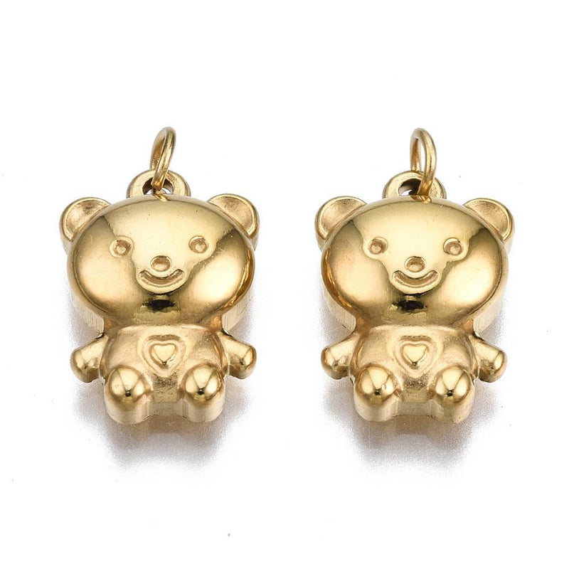 14k Gold Plated Stainless Steel Bear Charm