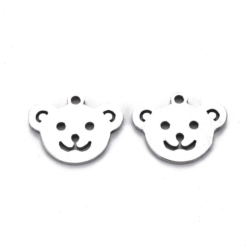 Stainless Steel Bear Face Charm