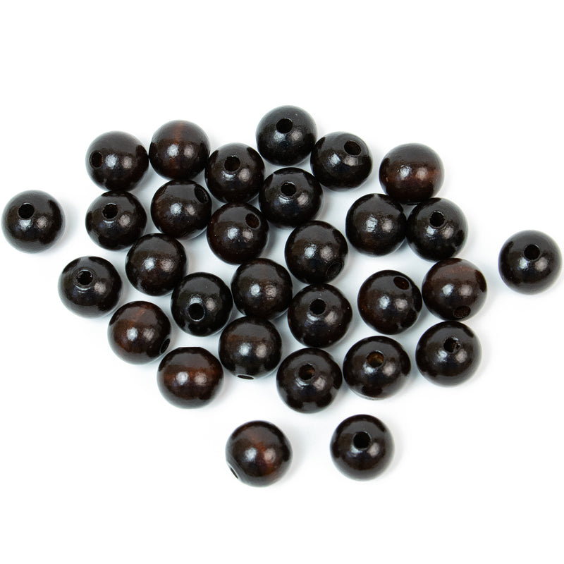 Wood Round Dark Brown Beads