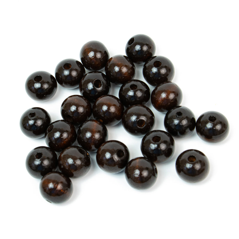 Wood Round Dark Brown Beads