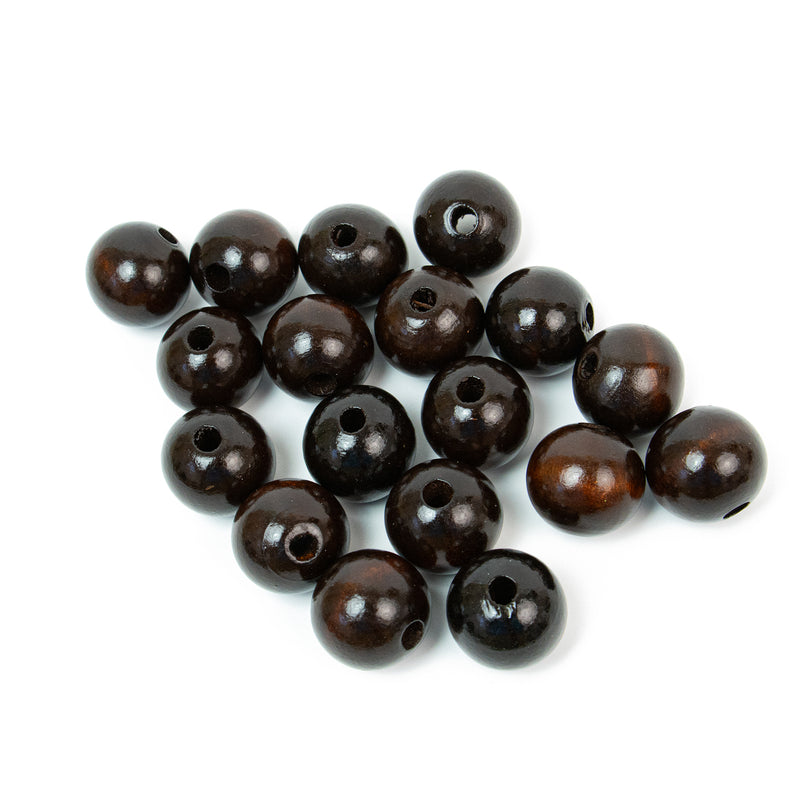 Wood Round Dark Brown Beads