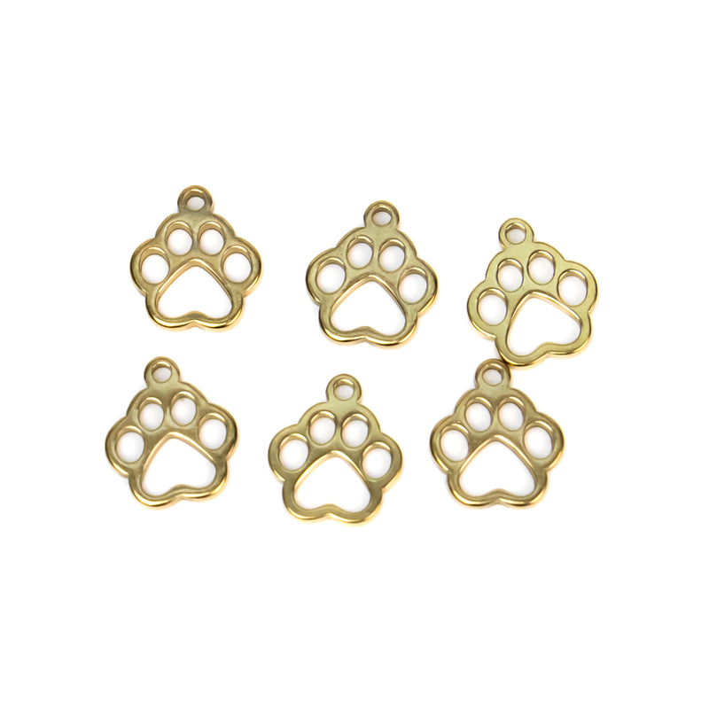 18k Gold Plated High Quality Stainless Steel Mini Paw Charm