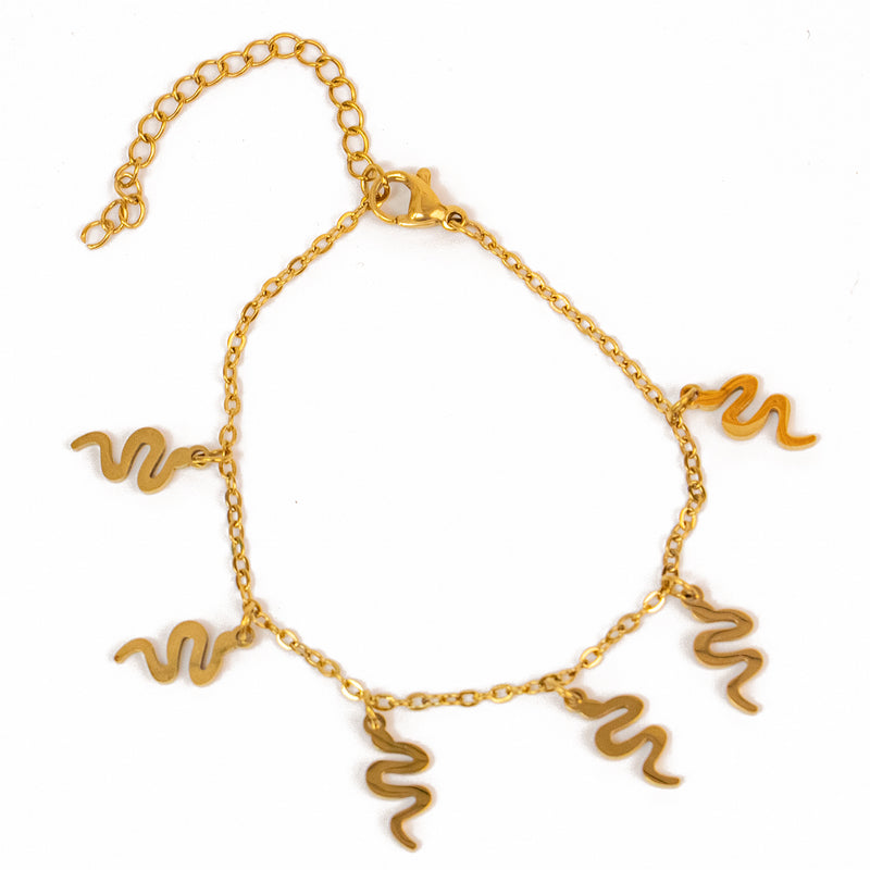 Stainless Steel Gold Snake Charms Bracelet