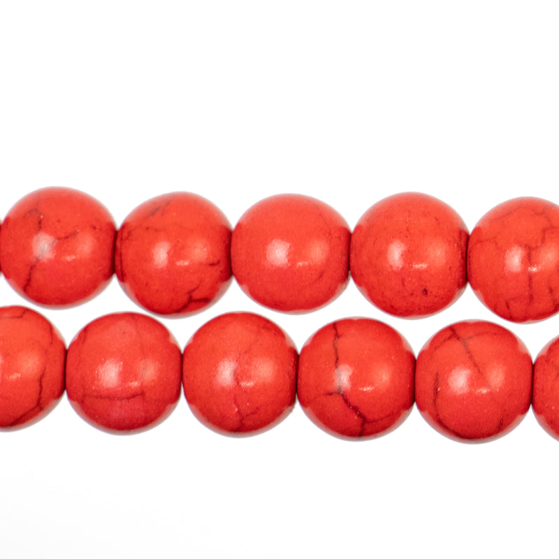 Red Howlite Round Bead Strand