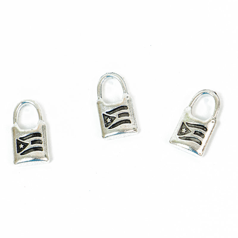 Alloy Puerto Rico Flag Padlock Charms