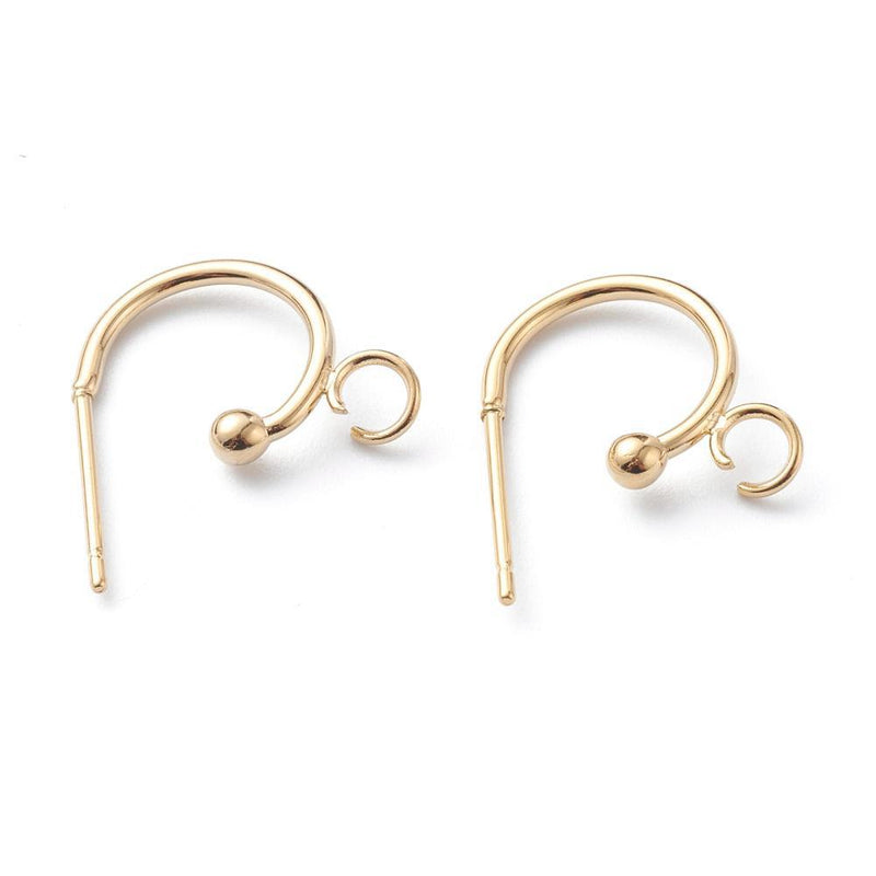 Stainless Steel Half-Hoop Earrings with Hanging Loop
