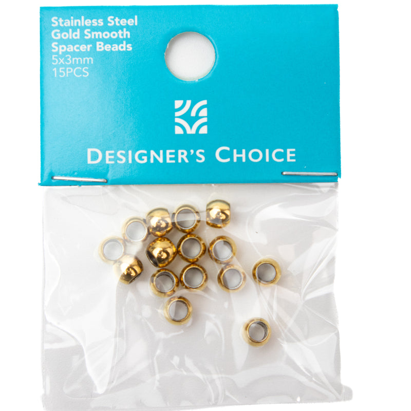 Stainless Steel Gold Smooth Spacer Beads