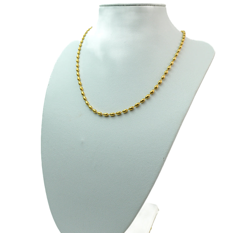 Gold Plated Stainless Steel Oval Bead Chain Necklace