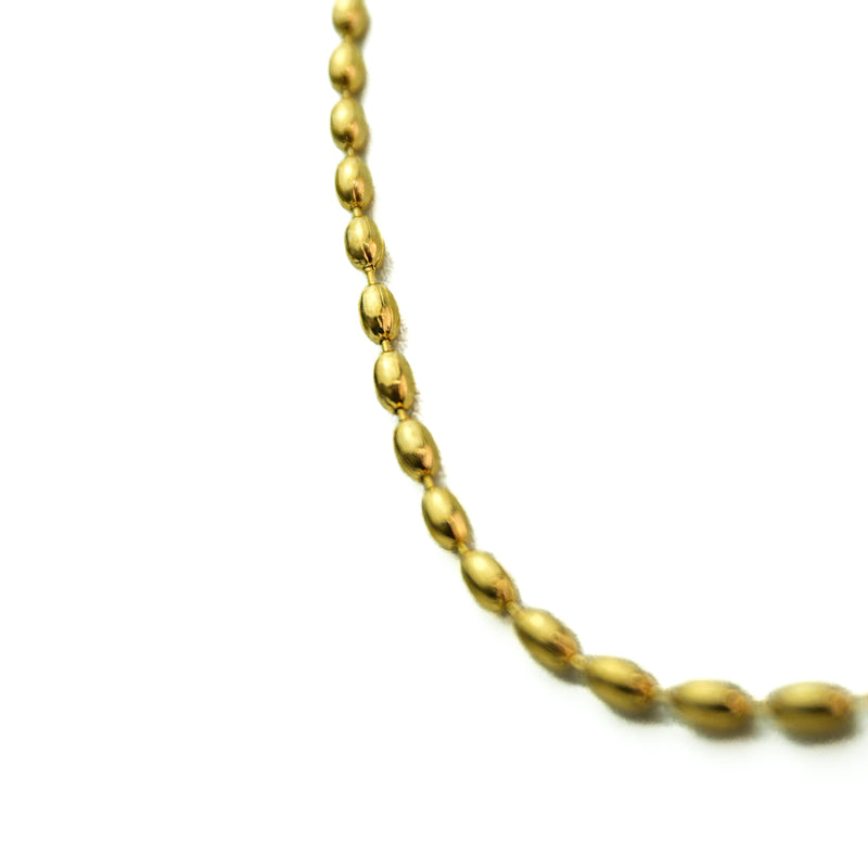 Gold Plated Stainless Steel Oval Bead Chain Necklace