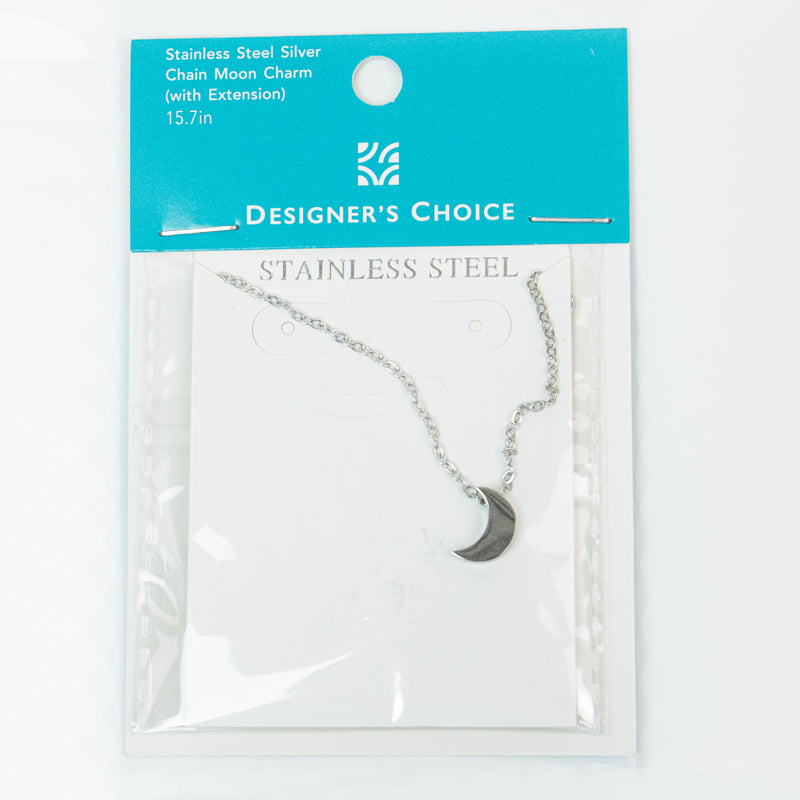 Stainless Steel Gold Chain Moon Charm with Extension