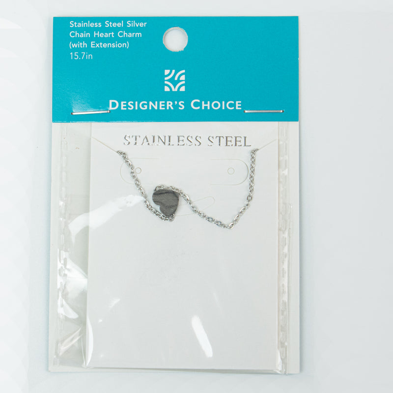 Stainless Steel Chain Heart Charm with Extension