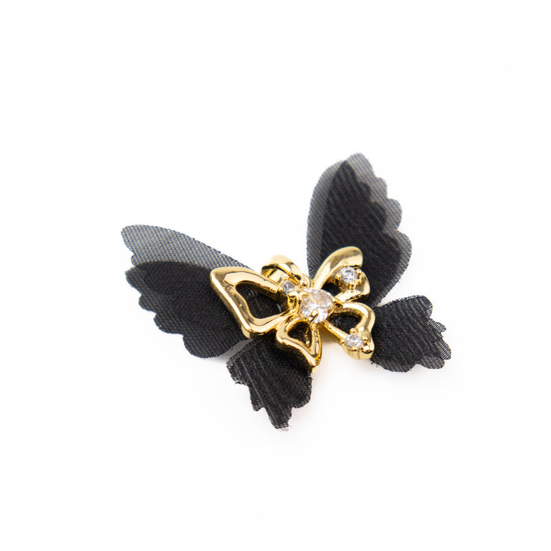 Black Brass Butterfly Pendant with Rhinestones