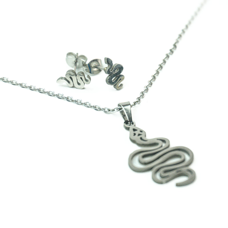 Stainless Steel Necklace & Earrings Set (Snakes)