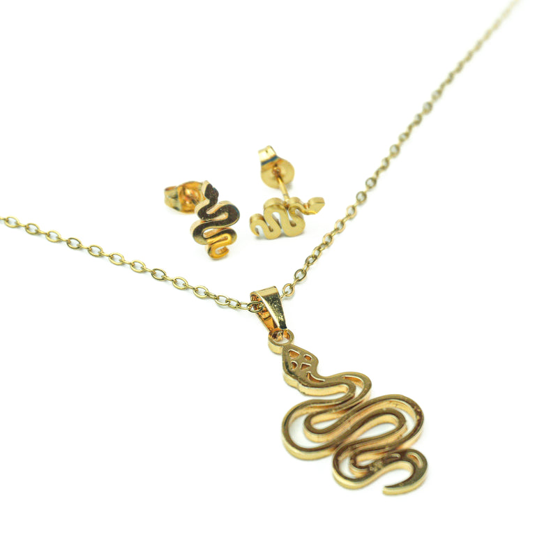 Stainless Steel Necklace & Earrings Set (Snakes)