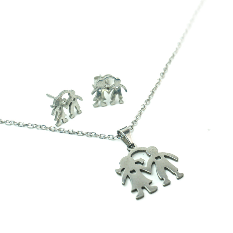 Stainless Steel Necklace & Earrings Set (Kids)