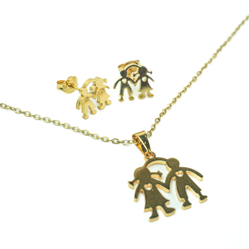 Stainless Steel Necklace & Earrings Set (Kids)