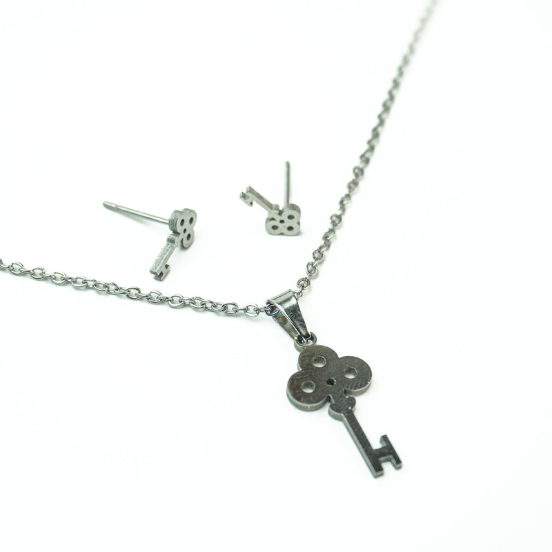 Stainless Steel Necklace & Earrings Set (Keys)