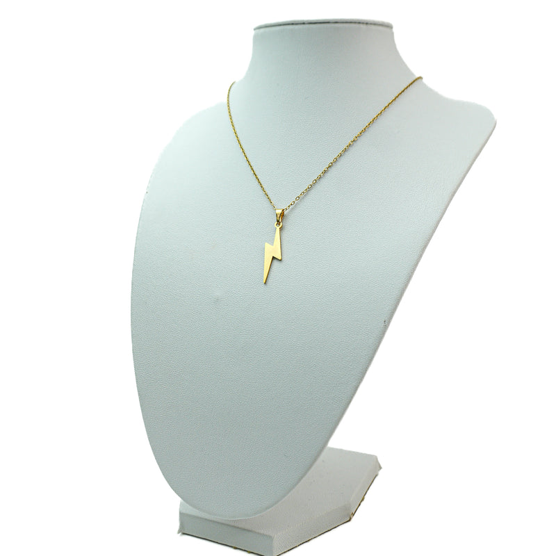 Stainless Steel Necklace with Lightning Bolt Pendant