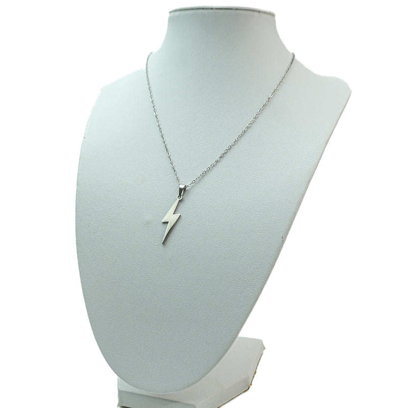 Stainless Steel Necklace with Lightning Bolt Pendant