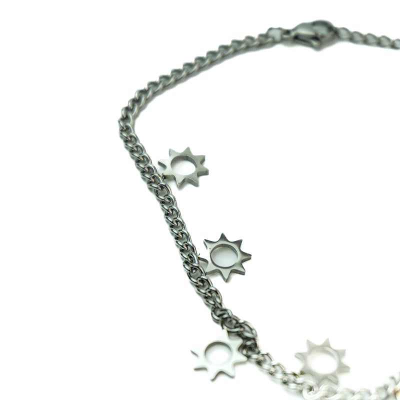 Stainless Steel Bracelet with Sun Charms