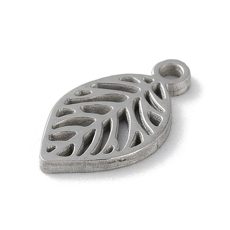 Stainless Steel Hanging Leaf Charm