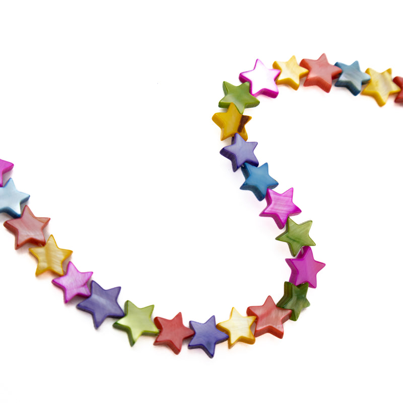 Multicolor Star Shape Shell Bead Strand