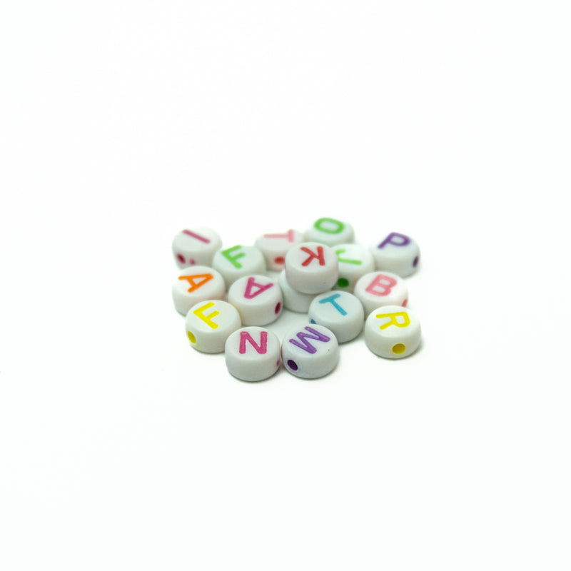 Acrylic Round White AB Beads Multicolor Letters