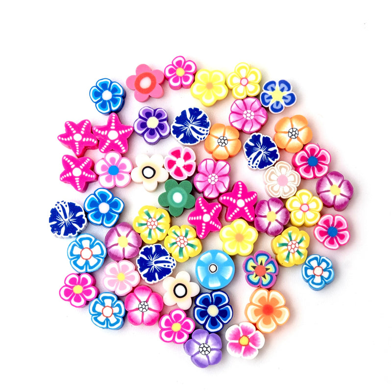 Polymer Clay Beads Tropical Flowers