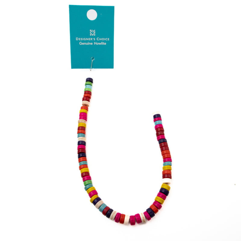 Multicolor Disc Shape Howlite Bead Strand