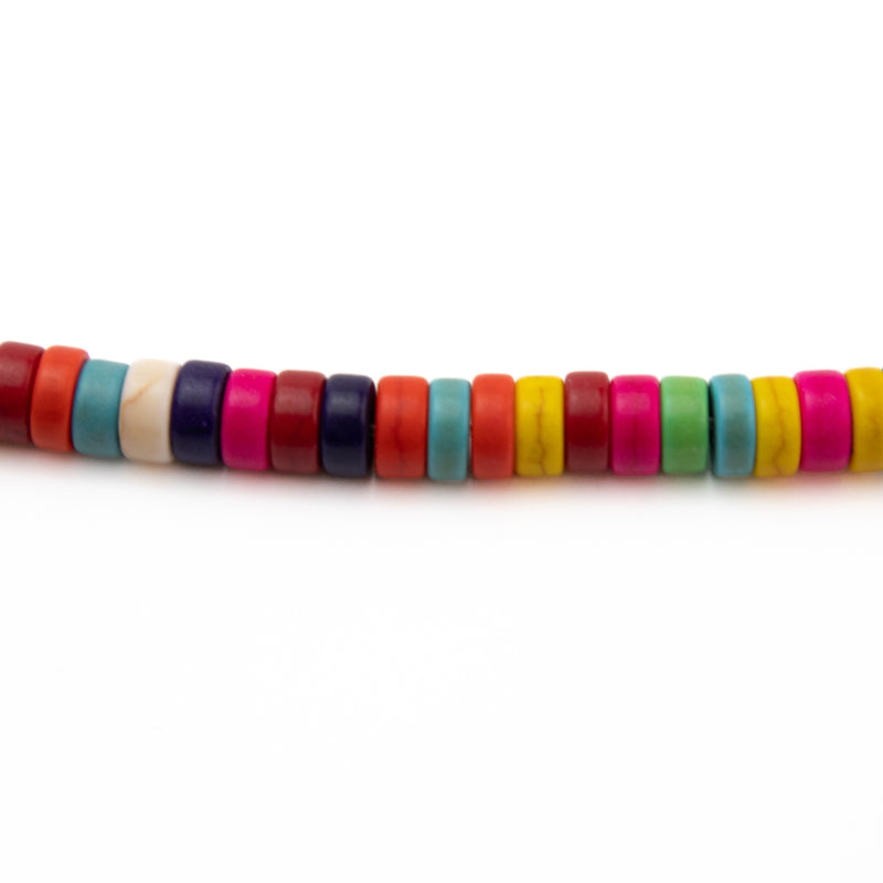 Multicolor Disc Shape Howlite Bead Strand