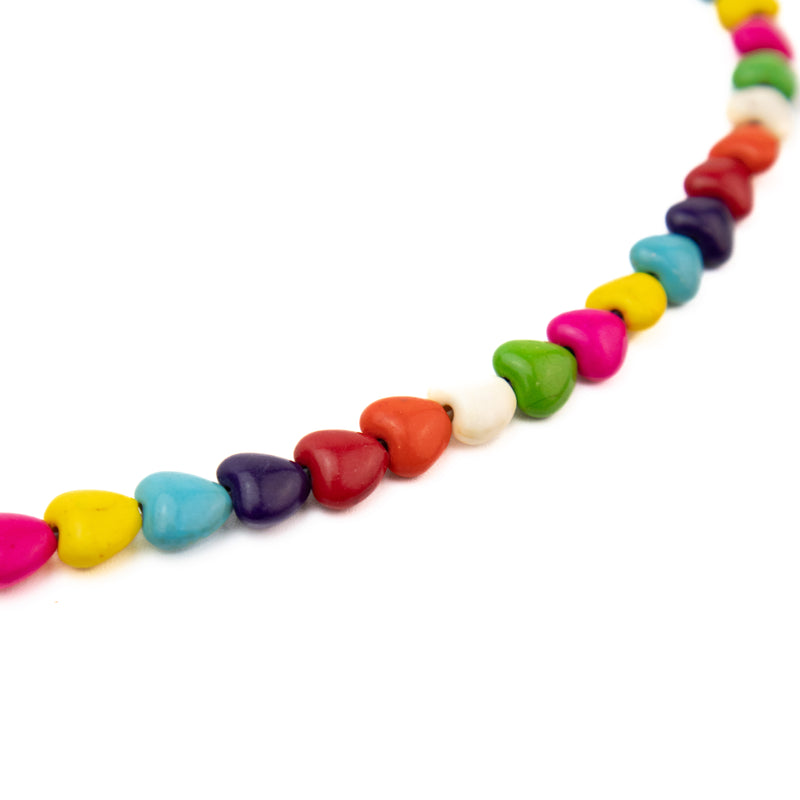 Multicolor Heart Shape Howlite Bead Strand