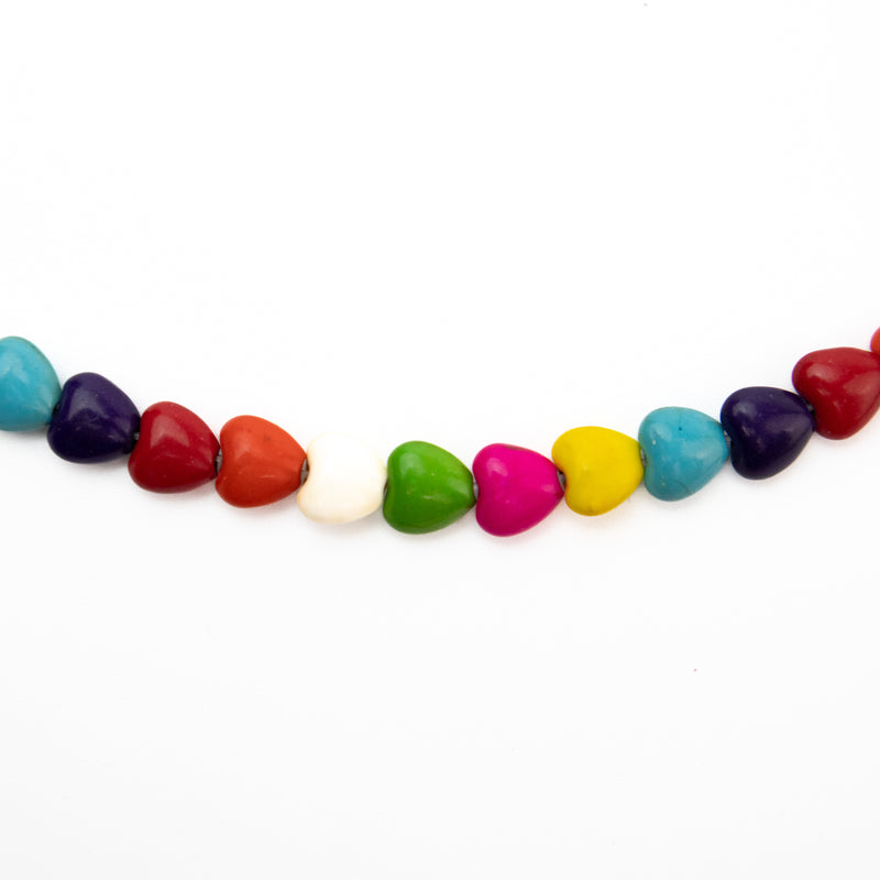 Multicolor Heart Shape Howlite Bead Strand