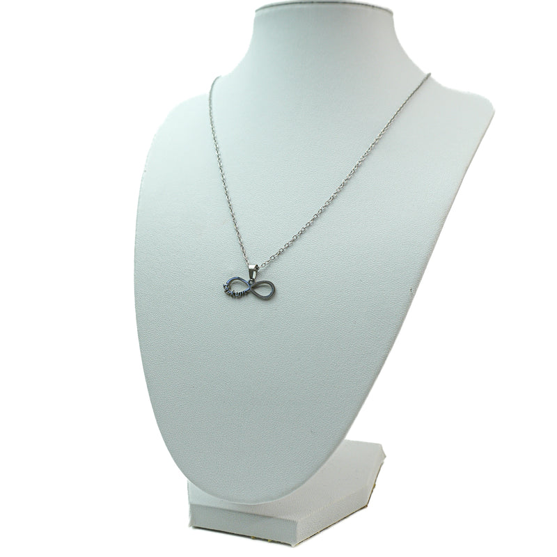 Stainless Steel Necklace & Earrings Silver Set (Infinity Symbol with word Love)