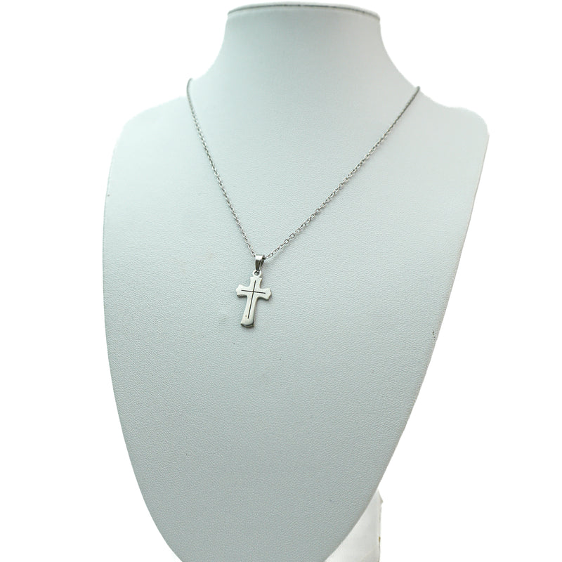 Stainless Steel Necklace & Earrings Set (Cross)