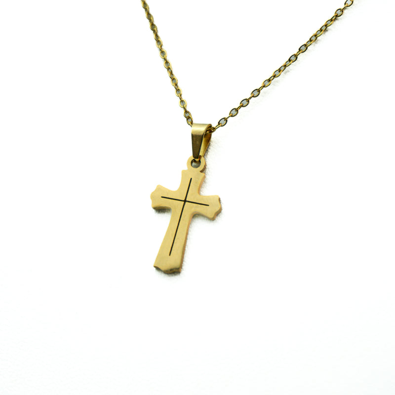 Stainless Steel Necklace & Earrings Set (Cross)