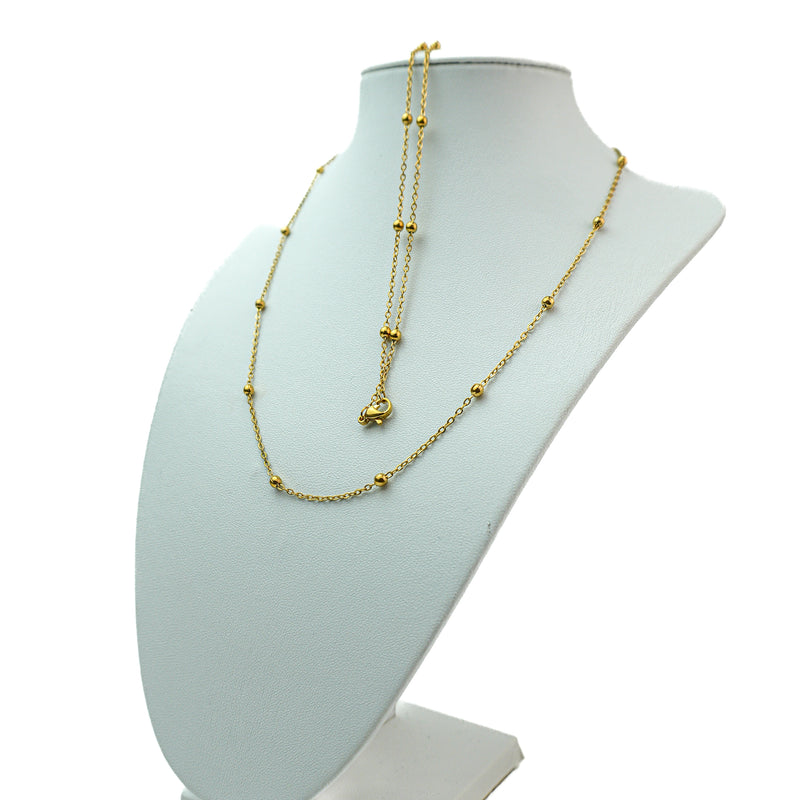 Stainless Steel Gold Satellite Chain Necklace with Lobster