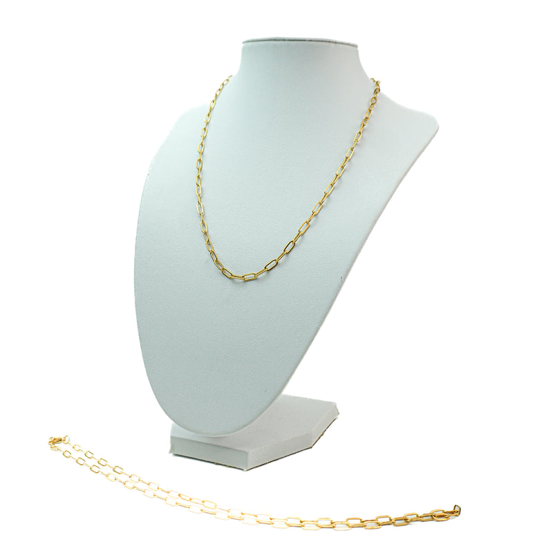 Stainless Steel Gold Paperclip Oval Link Chain Necklace