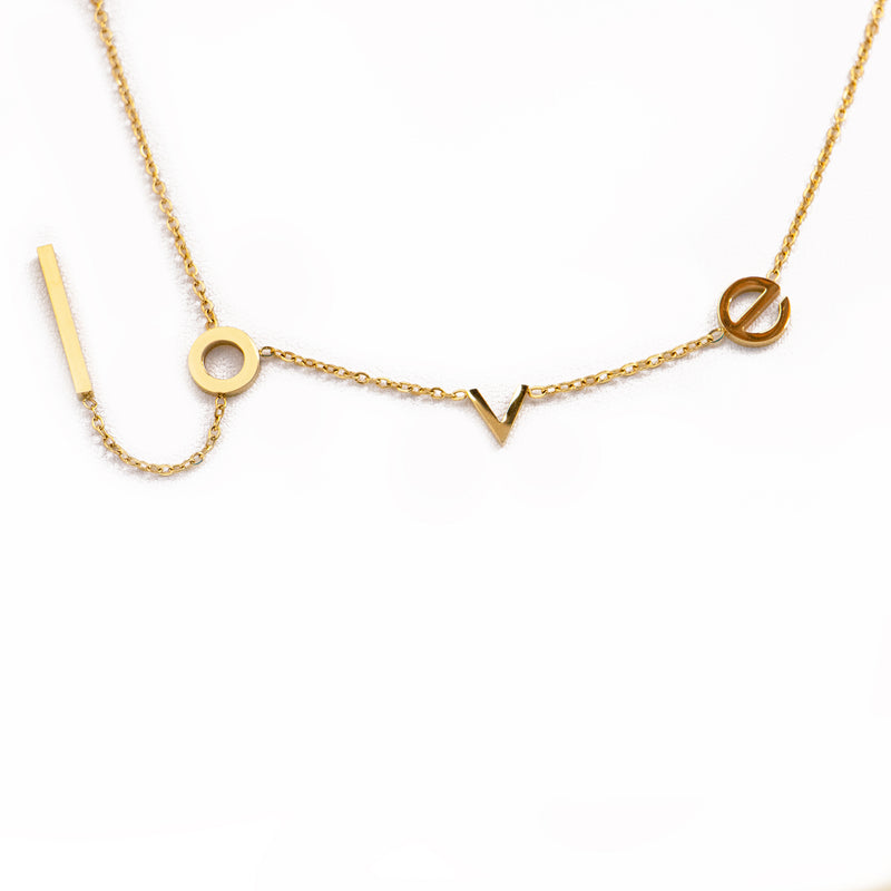 Stainless Steel Gold Connecting Love Necklace Necklace