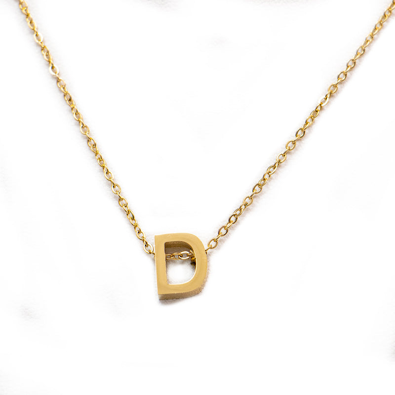 Stainless Steel Gold Initial Connector Necklace Jewelry