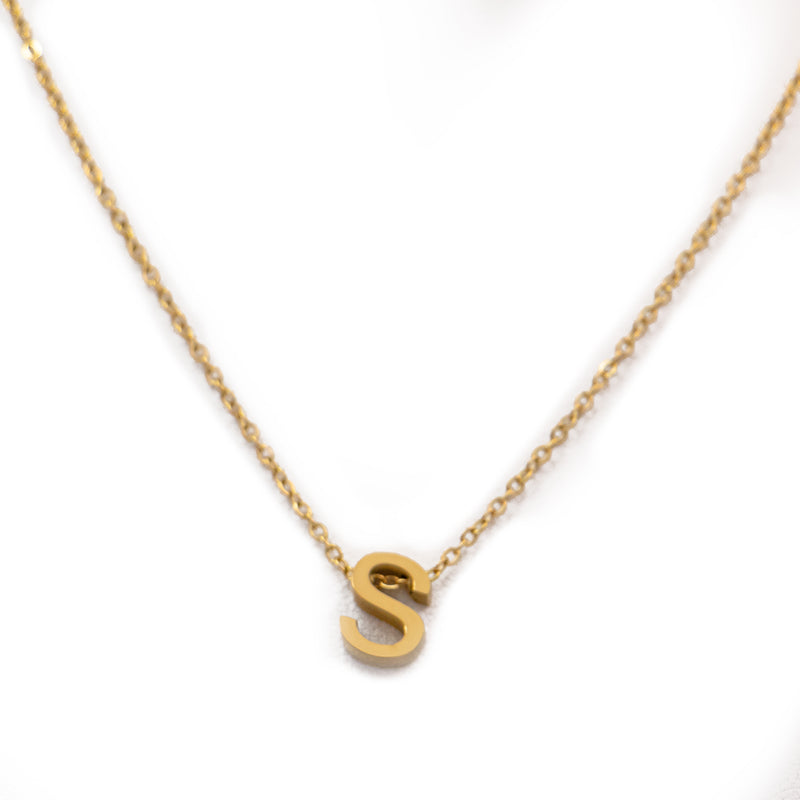 Stainless Steel Gold Initial Connector Necklace Jewelry