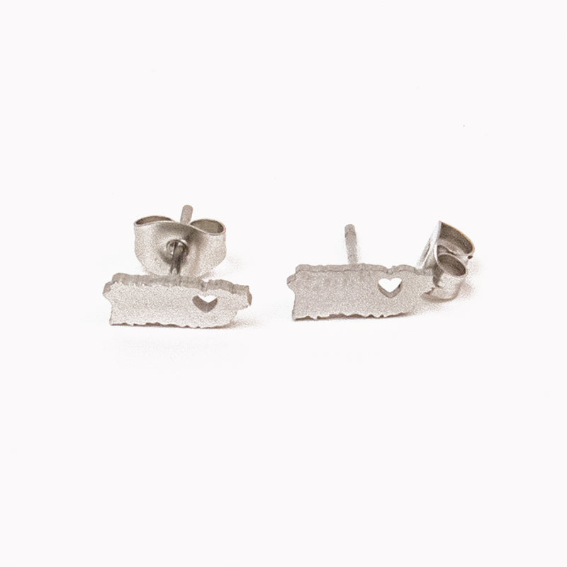 Stainless Steel Puerto Rico Map Stud Earrings