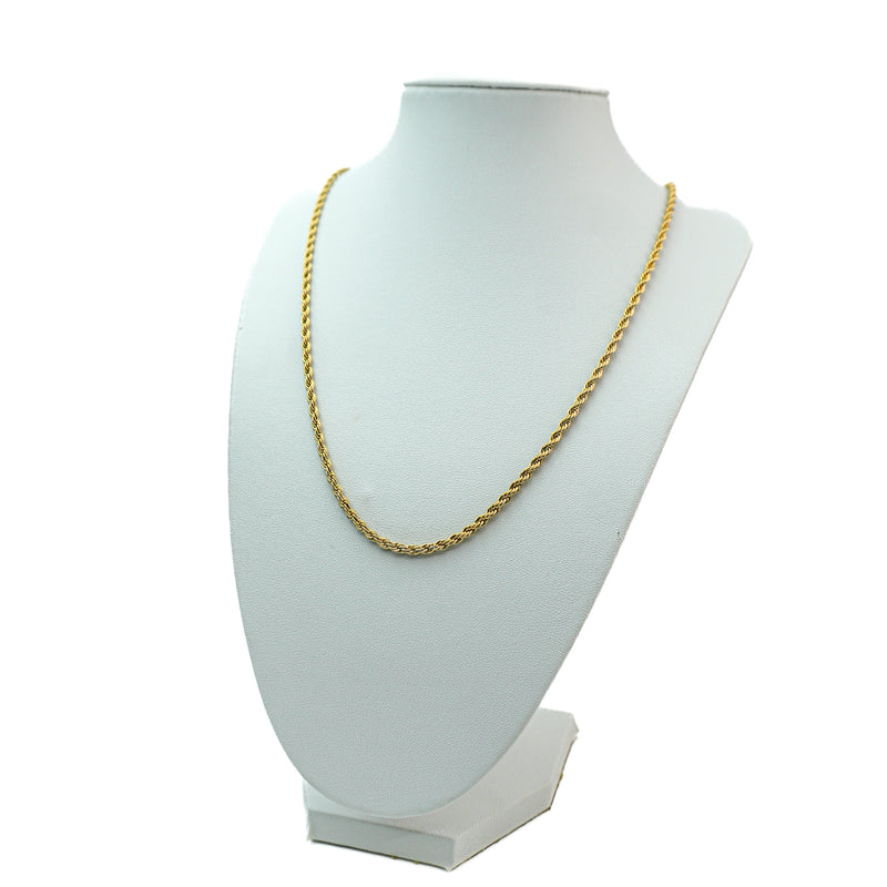 18k Gold Plated Stainless Steel Twisted Rope Chain Necklace