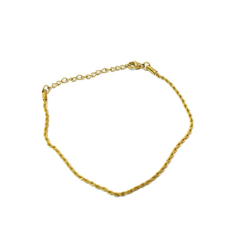 Stainless Steel Gold Rope Bracelet with Lobster