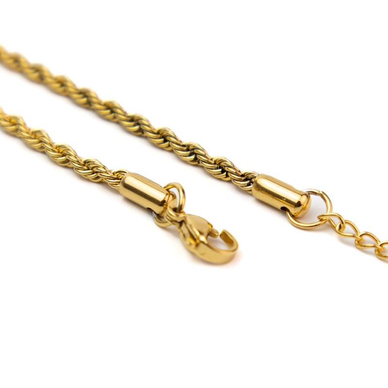 Stainless Steel Gold Rope Bracelet with Lobster