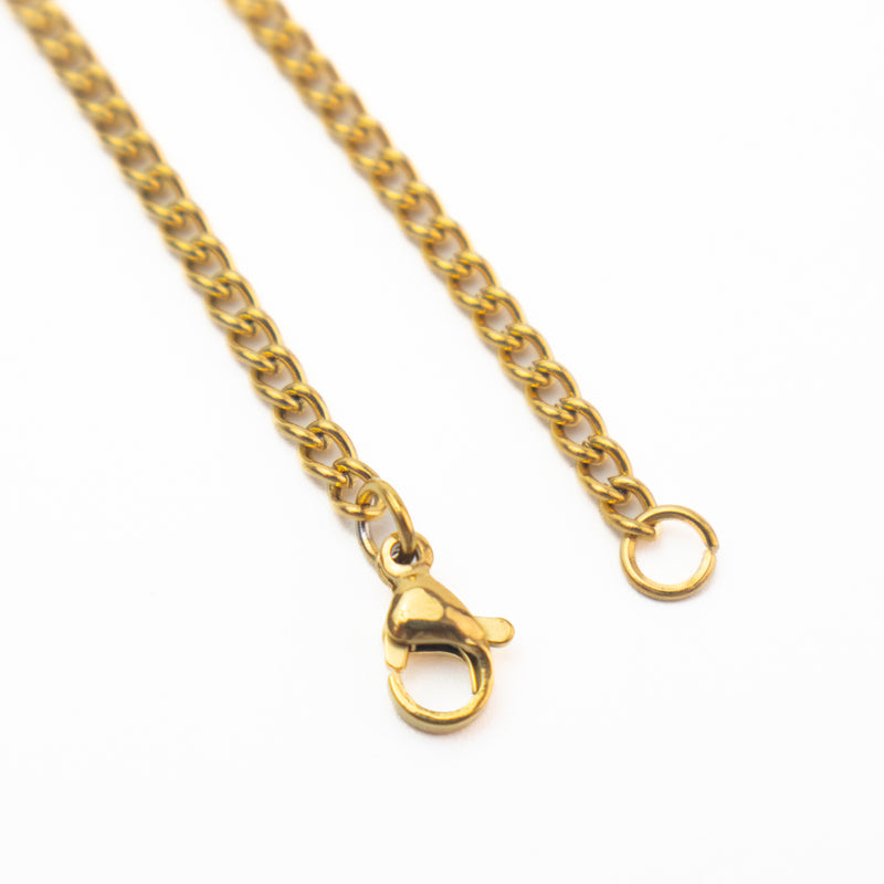 Stainless Steel Gold Curb Chain Necklace