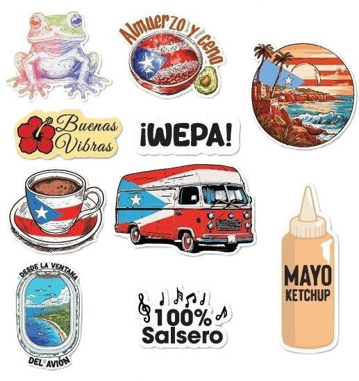 Vinyl Waterproof Sticker Set: Boricua 