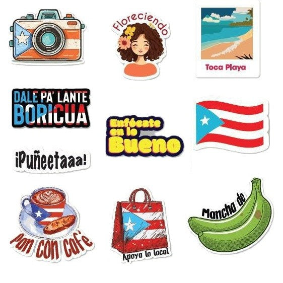 Vinyl Waterproof Sticker Set: Boricua 