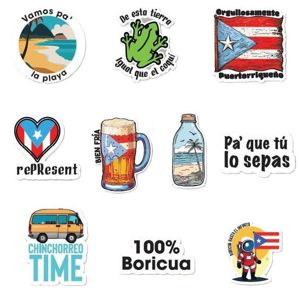 Vinyl Waterproof Sticker Set: Boricua 