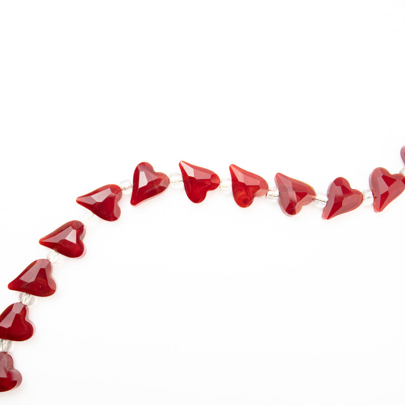 Faceted Crystal Side-Heart Bead Strand