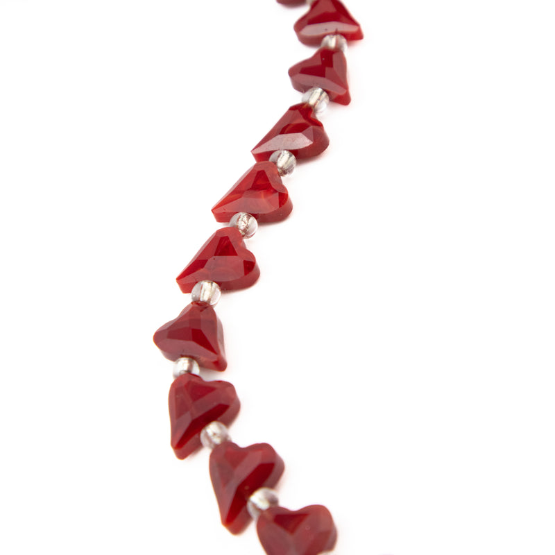 Faceted Crystal Side-Heart Bead Strand